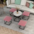 Table Coffee The Modern Minimalist Corner Table Contains 4 Stools For Leisure Afternoon Coffee And Orange Stools