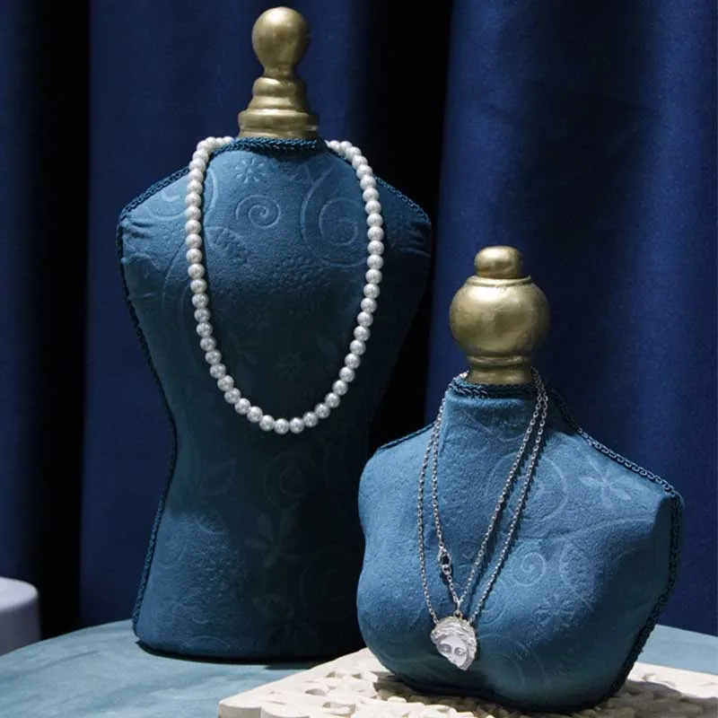 New Velvet Mannequin Jewelry Stand Portrait Jewellery Display Stand Neck Props Hanging Necklace
