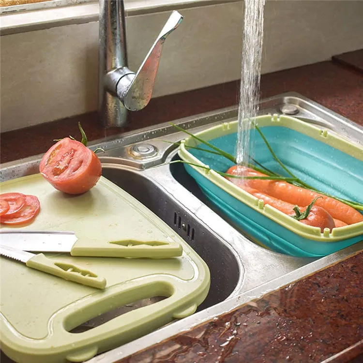 Foldable Chopping Board With Colander In Multi Functional