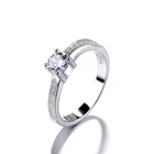 Silver 925 Stone Yaeno Sterling Silver 925 Shiny Clear Single Stone Ring Engagement Finger Rings Jewelry