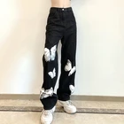 Jeans Jeans DiZNEW New Arrival Girlfriend Jeans Print For Women Women's Buttfly Printing Paint Loose Pant