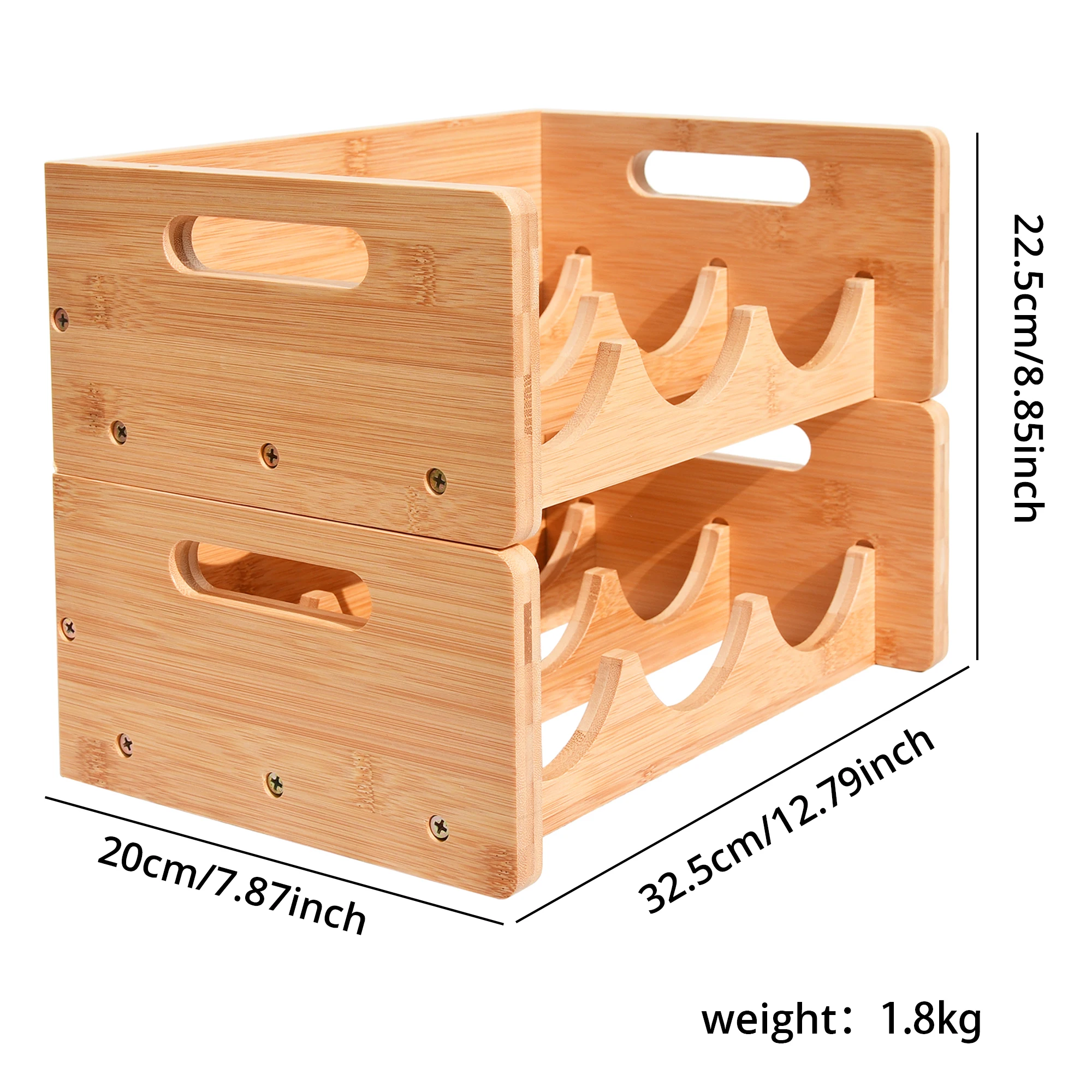 Wholesale 2 Pack 3-Slot Kitchen Pantry Home Cup 6 Rack Hold Bamboo Water Bottle Organizer for Cabinet