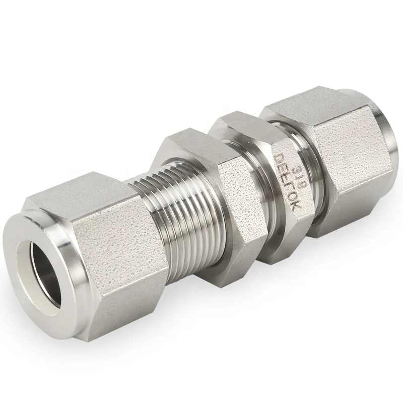 304 Stainless 3-18mm OD Tube Bulkhead Double Ferrule Compression Union fitting 304 Stainless 3-18mm OD Tube Bulkhead Double Ferrule Compression Union fitting