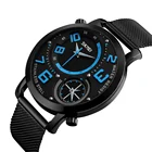 Time Skmei 9168 Dual Time Quartz Watch Stainless Steel Chain Wrist Watch