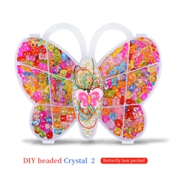 2022 Hot Sales Colorful Beads Kit Diy Round Crystal Acrylic Beads Set Jewelry Making Bracelet Necklace Kids Toys