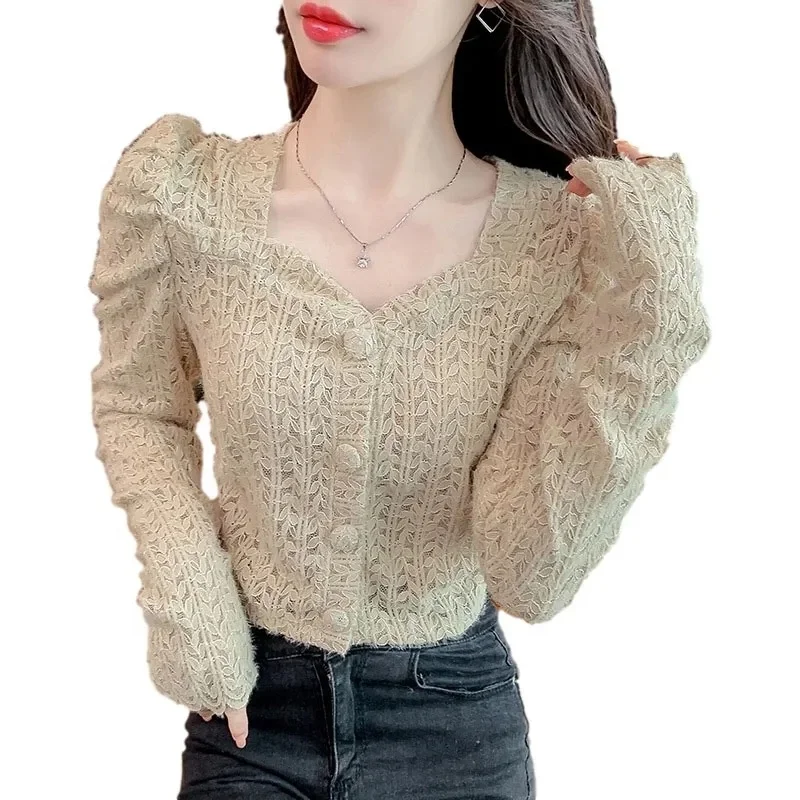 2024 spring Korean style shirt women's design fashion western style long-sleeved temperament stand-up collar shirt