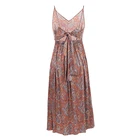 Summer Summer 2020 Fashion Summer Custom Bow Neck Sleeveless Elegant Satin Maxi Evening Silk Dress For Women
