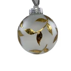 Gold Christmas Ornaments Custom 4PK 6.7cm Gold Leaves Glass Christmas Shatterproof Ball Ornaments Set Decorations
