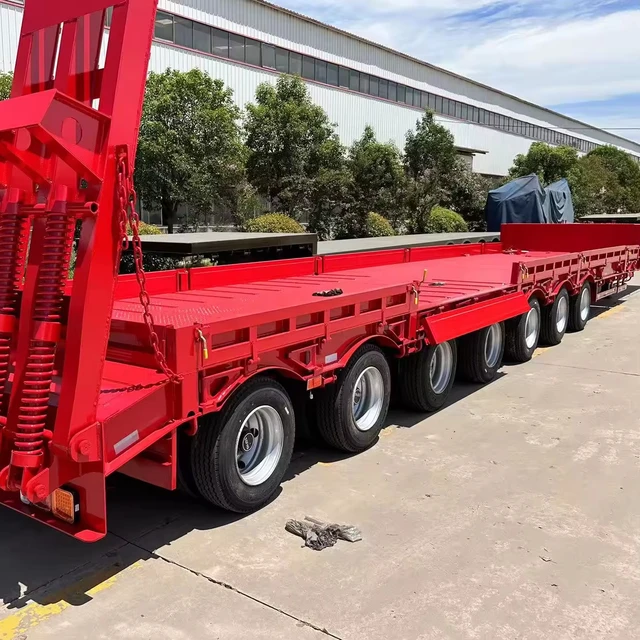 Detachable gooseneck 100 ton hydraulic ladder low flatbed trailer