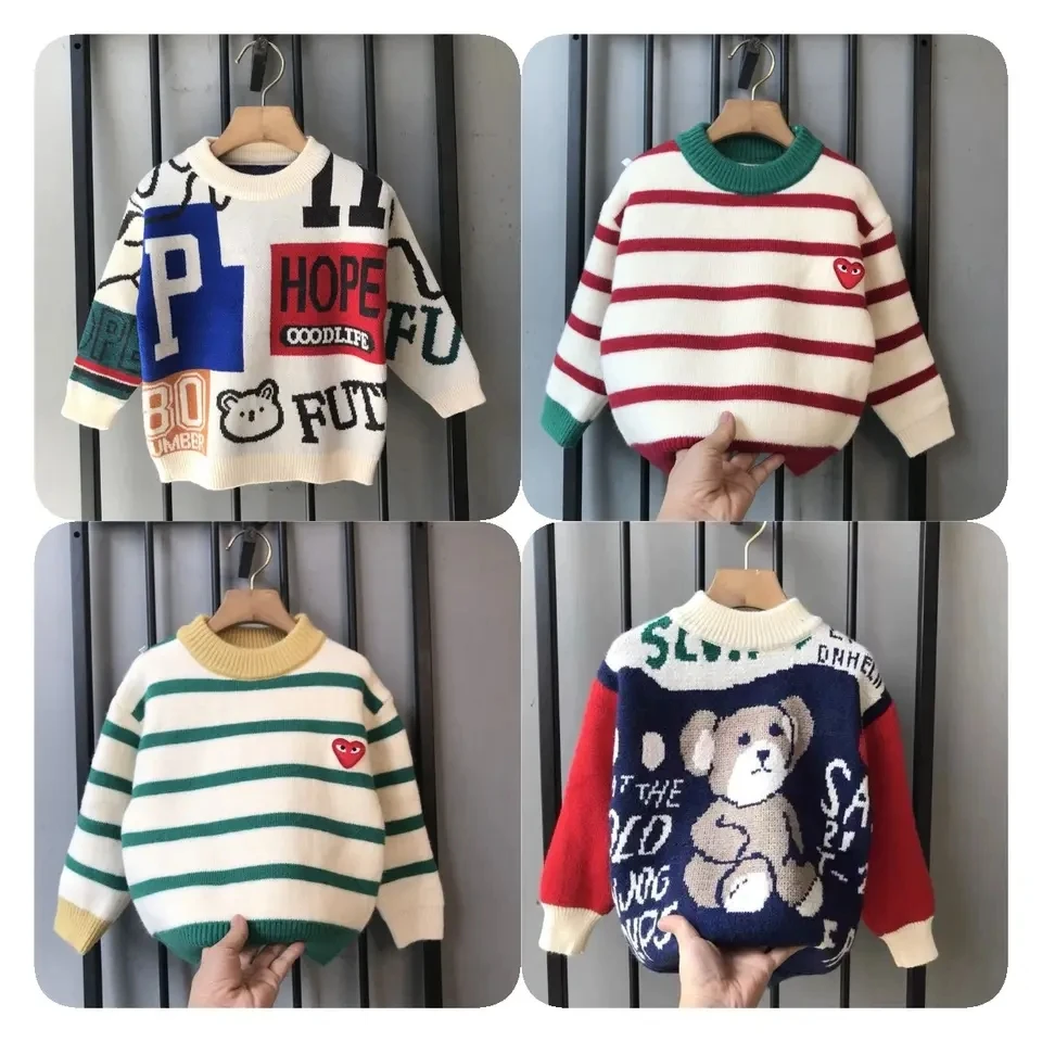 kids pullover sweater chunky knit baby knitwear children sweaters