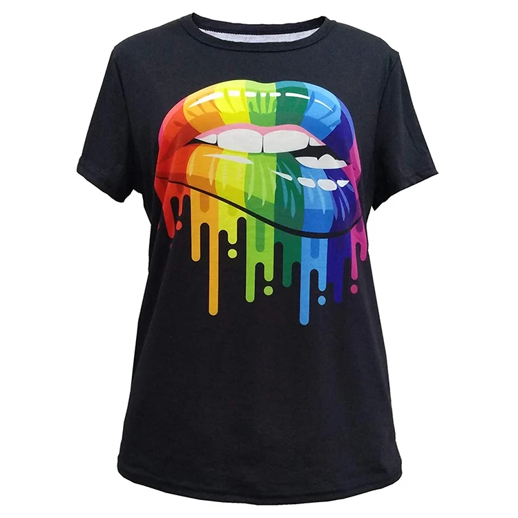 Sleeve T-shirt Sexy Rainbow 