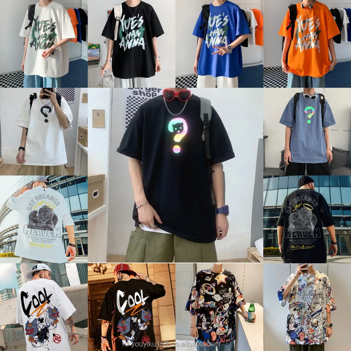 Men's Oversized Cotton T-Shirt - Knit Textured Active Top, Loose Fit Gym Tee