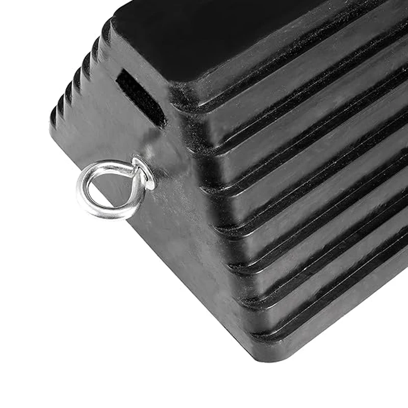 Heavy Duty Rubber Wheel Chock for Travel Trailer Trucks with Eyebolts and Void Bottom Roadway Product supplier