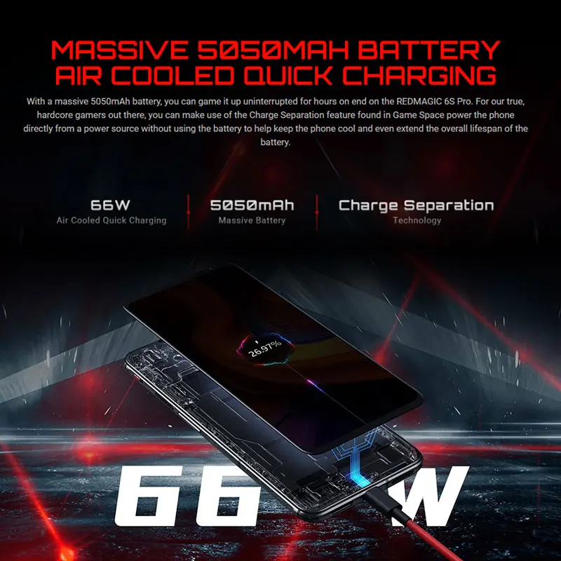 Original New Red Magic 6S Pro 5G Gaming Mobile Phone Snapdragom 888Plus Octa Core 6.8 Inch 165Hz AMOLED Red Magic 6s Pro Game