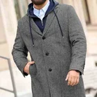Coat Latest Popular All-match Fashion Lapel Detachable Hooded Dark Gray Vintage Wool Coat Jacket For Man
