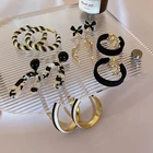 Earrings Black Earrings Drop Hoop Earrings Fashion Trendy Oil Drop Hoop Earrings Black