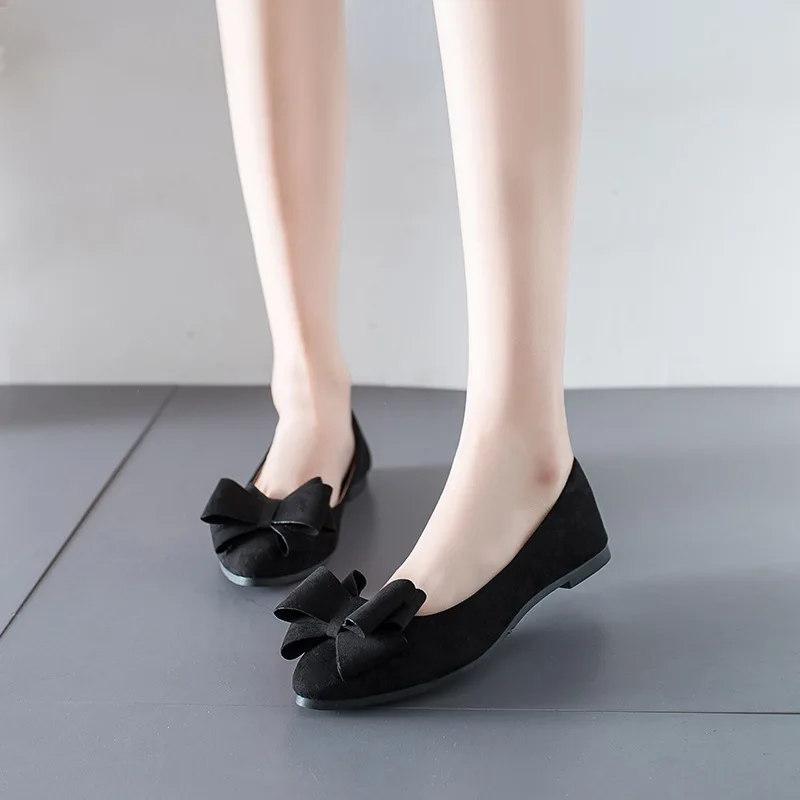 Cheap Wholesale Ladies Fashion Flat Shoes Bowknot Ballet Flats Dress Shoes Comfortable PU Leather Slip on Shoes for Women