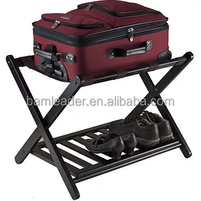 Modern Wrap Wholesale Customization Hotel Furniture Wooden Stable Durable Suitcases Baggage Racks Foldable Bamboo Luggage Holder