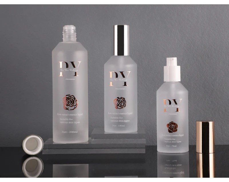 New Arrival Frosted Slanted Shoulder Lotion Pump Glass Bottles Skin