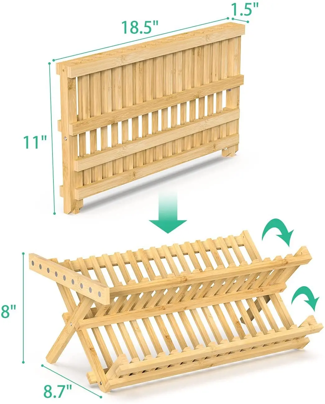 product wholesale bamboo 2 tier dish drainer collapsible kitchen dish storage rack dish rack drainer-3