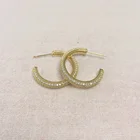 Earrings Gold Fashion Trendy Big Hoop Earrings Women's With C-type Circle Gold Plated Retro Circle Zircon