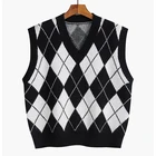 Vest V-neck Vest Knitted Rhombus Vest Women's Vest Korean Sweater Knit Sweater Custom Knit Sweater Women