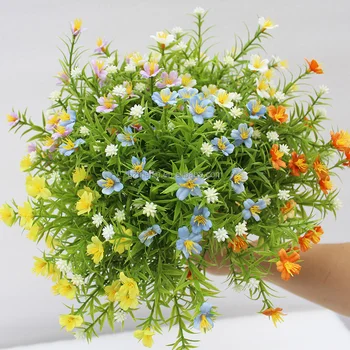 High quality artificial flowers 7 forks babybreath plastic flowers for inside and outside Home&wedding decoration