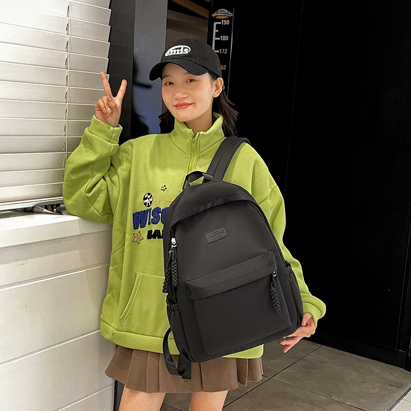 New Fashion Simple College Student School Bag Custom Logo Nylon Multifunctional Travel Backpack Teenage Girls Waterproof PVC