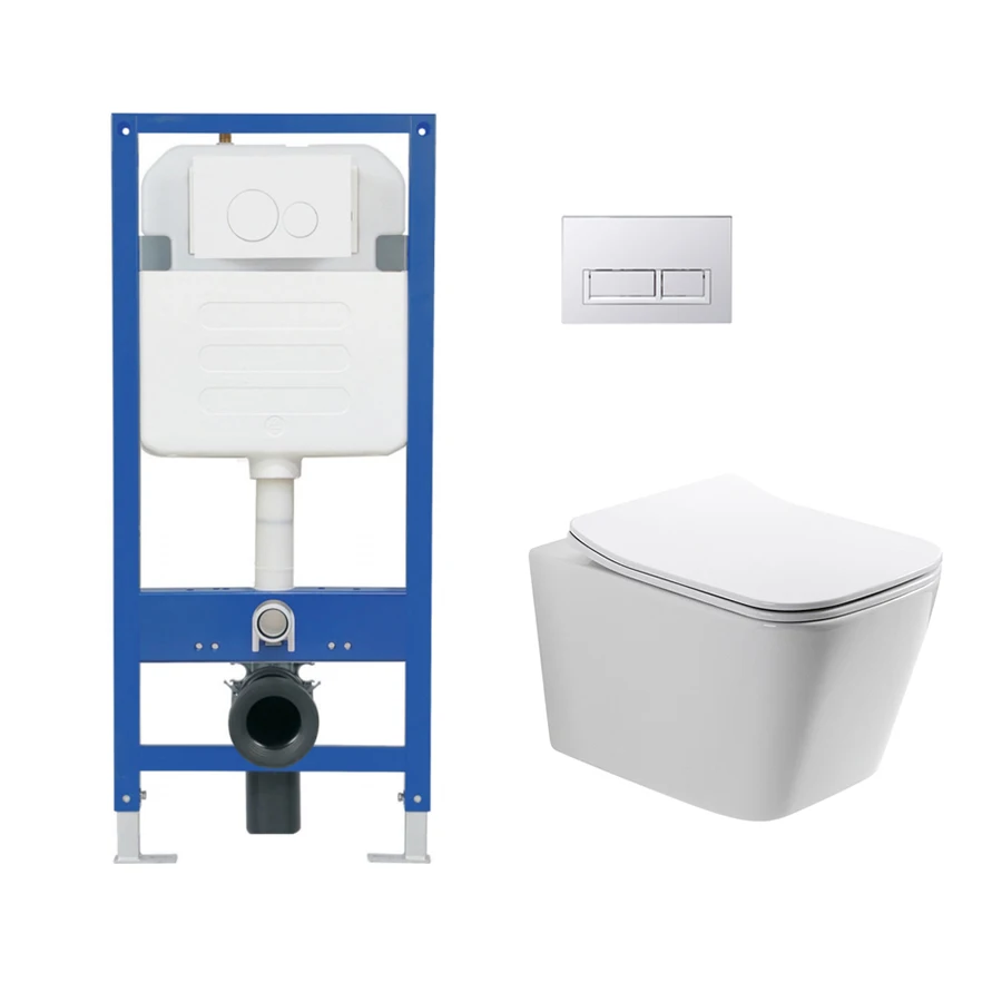 Wall Hung Water Closet Concealed Cistern Slim Frame Dual Flush Tank