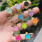 Gold Jewelry BD-C005 Gold Plated Big Ring Colorful Enamel Rings With Cute Smiling Face Jewelry For Gifts