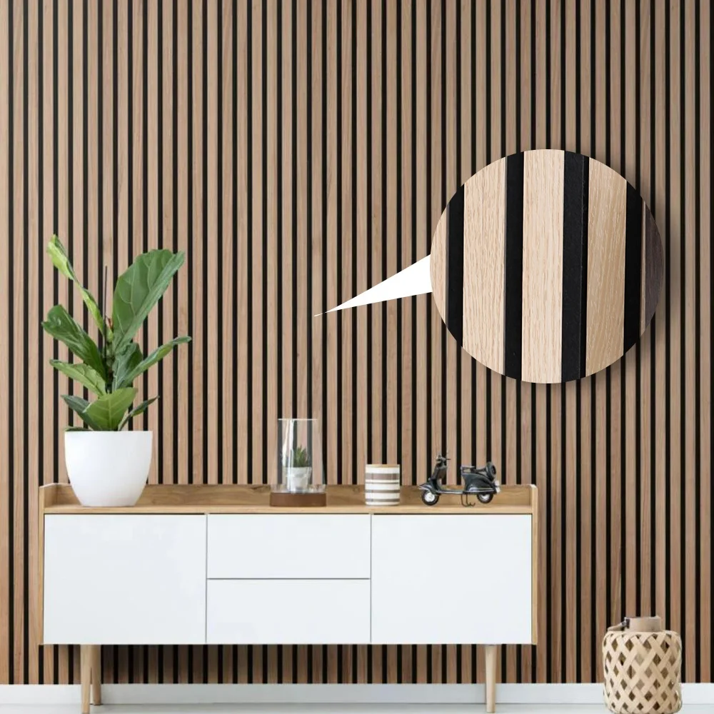 Modern Style Water And Moisture Resistance Interior Decorative Acoustic Panels Wooden Slat Akupanel for wall