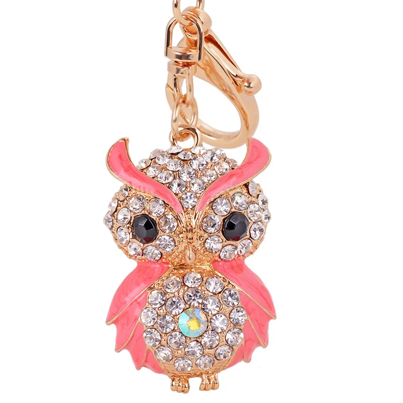 Lovely Diamond Owl Keychain Rhinestone Crystal Keyring Key Ring Chain Bag Charm Pendant Gift