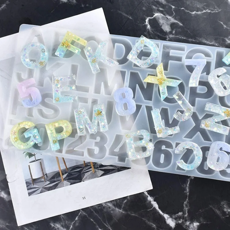 36 Cavities Handmade Jewelry Resin Digital Pendant Crystal Epoxy letter Silicone  Mold Glue Drop English Phonetic Alphabet Mold