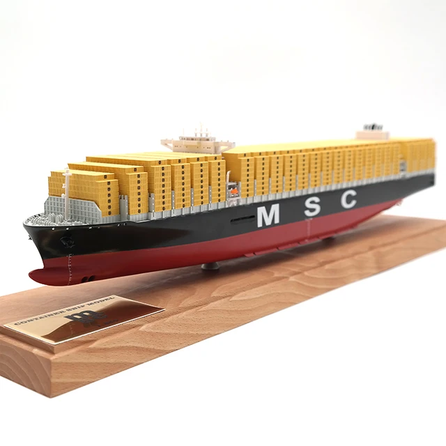 Custom Made  45cm MSC Crafts Handmade Model Cargo Ship Scale 1:888 Container Ship Model For shipping gift