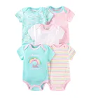 Cotton Baby 5 Pack 100% Cotton Short Sleeves Summer Baby Bodysuit Infant Clothing For Boys And Girls