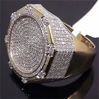 Ring Gold Finger Rings Full Drill Crystal Mens Ring Diamond Jewelry Alloy Gold Plated Finger Ring