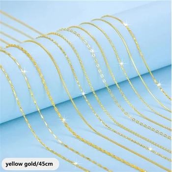 Top Sale Wholesale 925 sterling silver 18K Gold Plated Women Thin Flat Cable box Chain Necklace Jewelry for Pendants