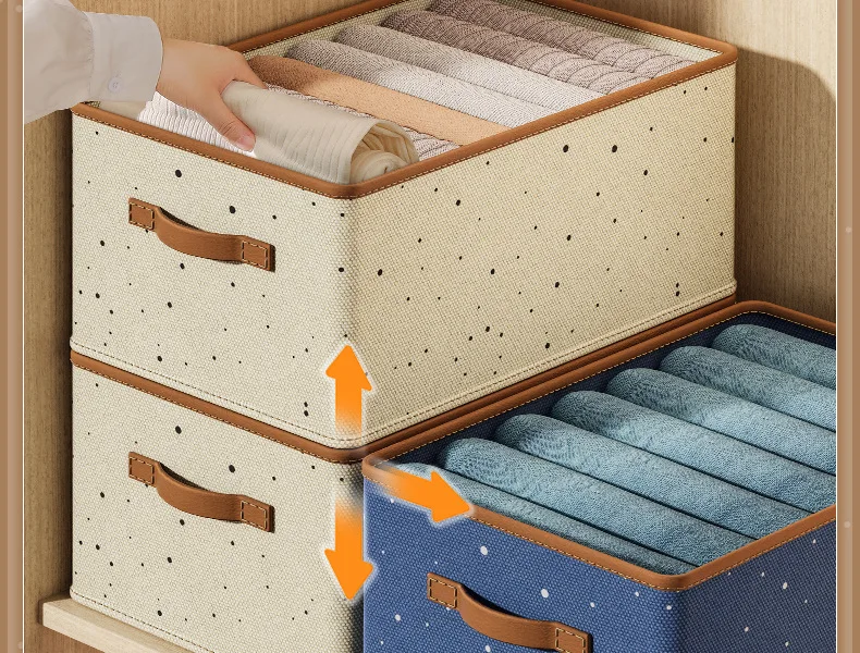 2024 New Closet Organizers for Clothes Storage Foldable Storage Boxes with Lids Fabric Clothes Organizer with Handle