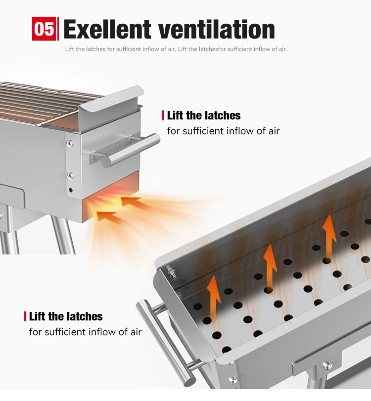 Commercial Bbq Grills Stainless Steel Large Folding Folding Charcoal