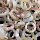 Ring Jade Natural Crystal Stones Cherry Blossom Flower Agate Ring Cherry Blossom Agate Jade Dome Ring
