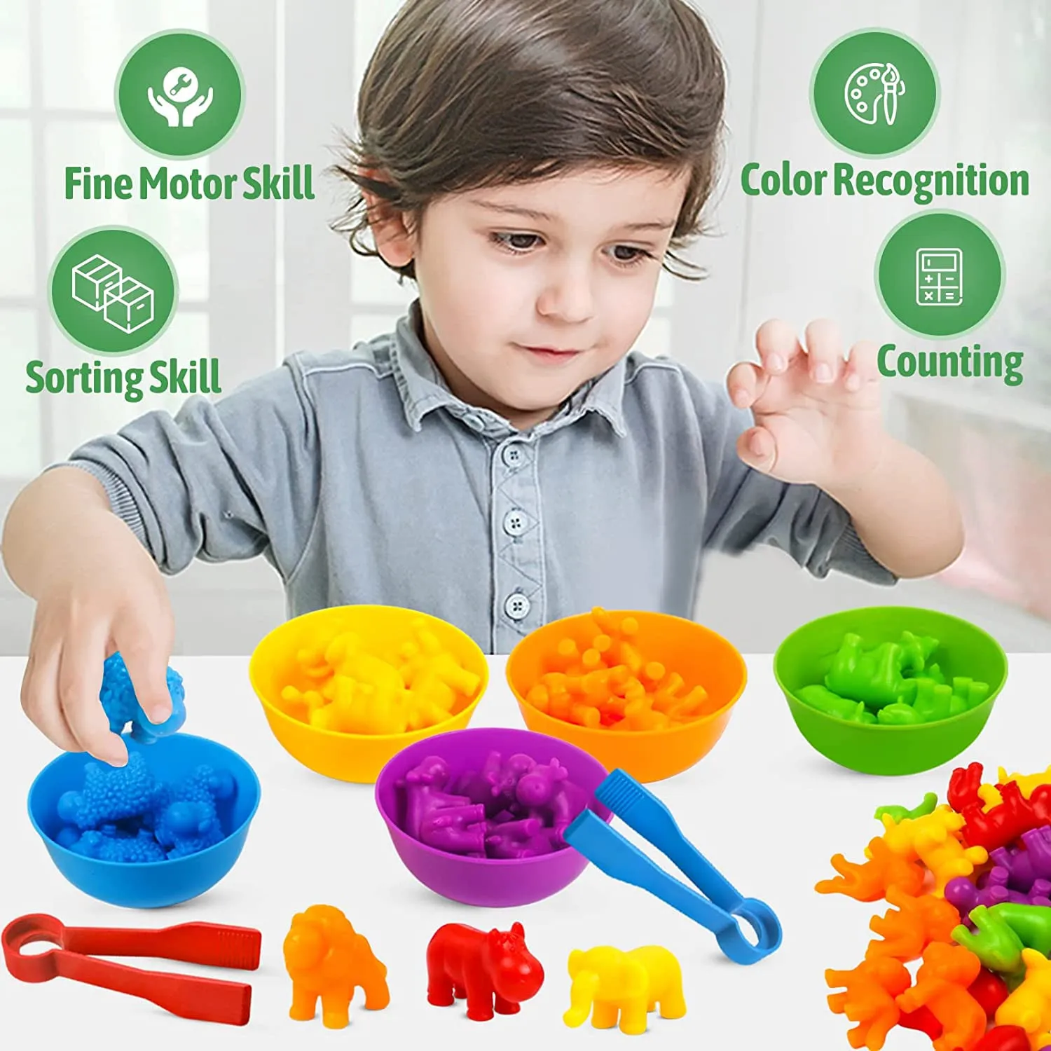 Counting Animals Toys Matching Game Preschool Learning Educational Activities Toys Color Classification Montessori Toys