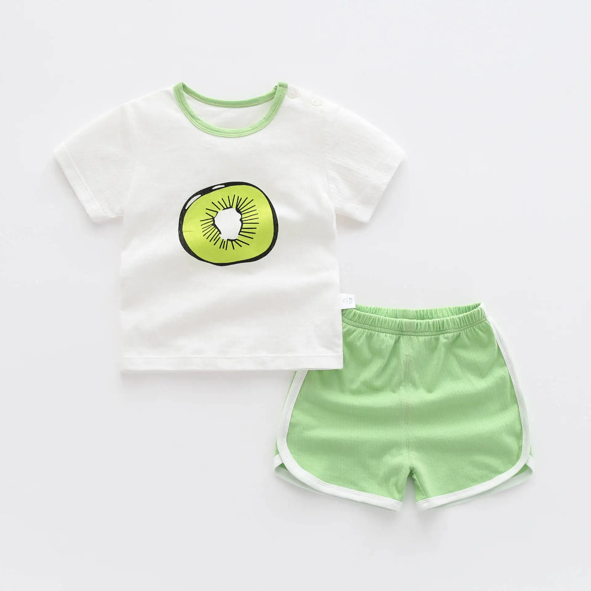 manufacturer Wholesale New Baby T-Shirt Shorts 2 Piece Set Cute Printed Kids T-Shirt Shorts 100% Cotton Set