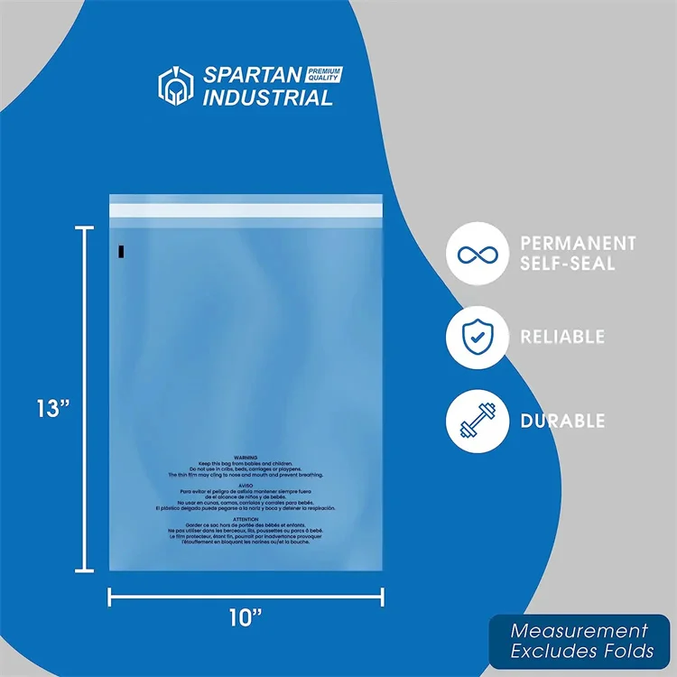 Clear Plastic Flat Poly Bags with Suffocation Warning Self Seal Adhesive Packaging for Business Clothing T-shirt FBA Packaging