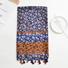 Muslim Scarf Hot Sale Custom Woman Small Floral Print Tassel Polyester Muslim Hijab Scarf
