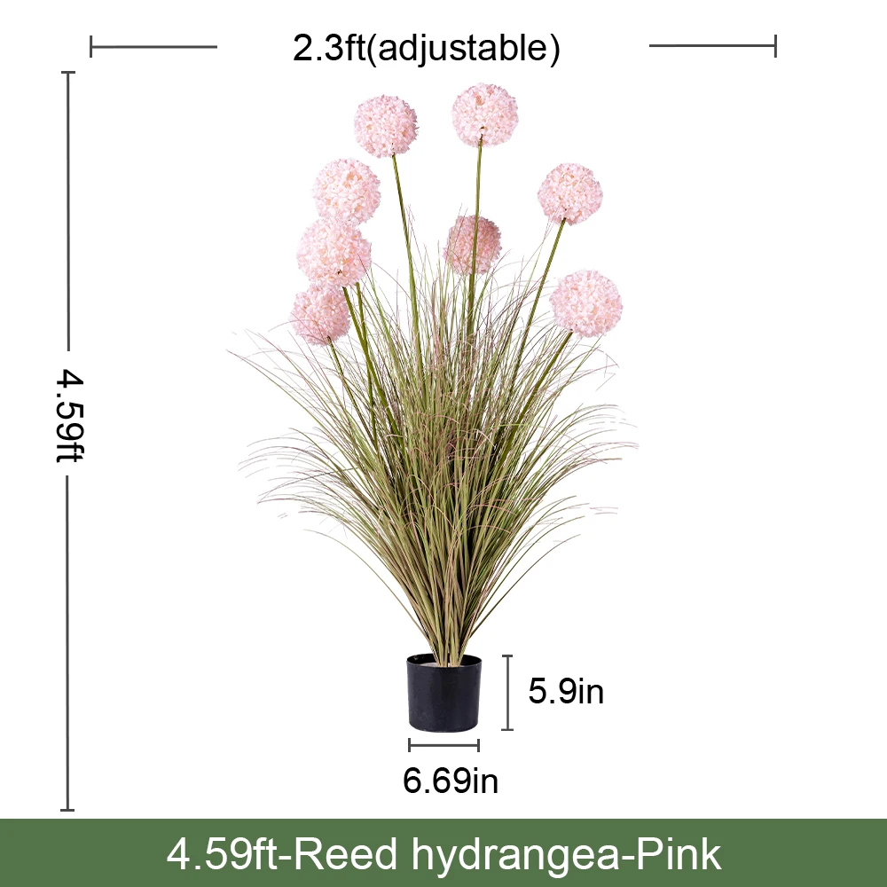 Natural Style Home Office Decor Artificial Plants Real Touch Reed Hydrangea Green Plastic Pot Outdoor Wedding Christmas Any supplier