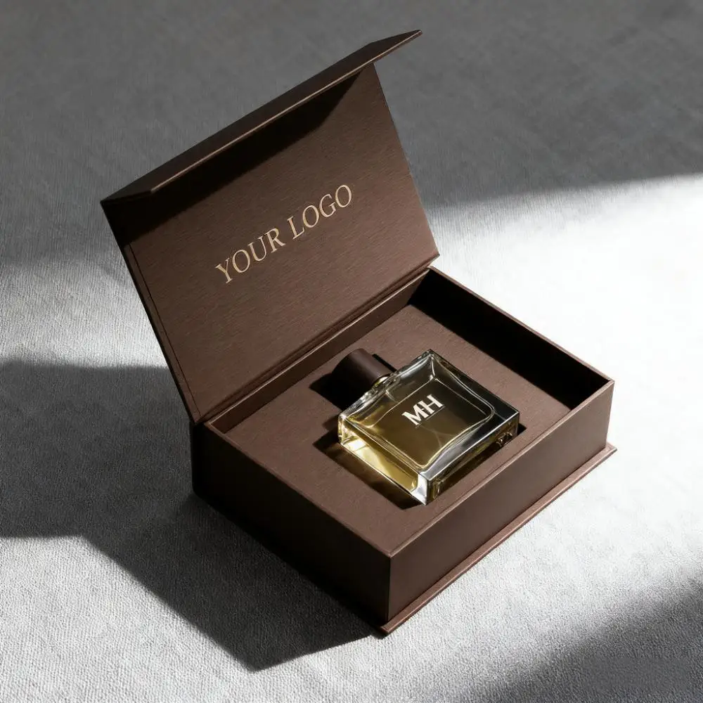 Custom Magnet Lid Box Perfume Packaging Box for Perfume Bottles Set Samples Essential Oil Boxes With Silk Insert details