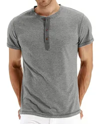 Men's Henley T shirts Multi Colors High Quality Oem Custom Short Sleeve Henley Shirt