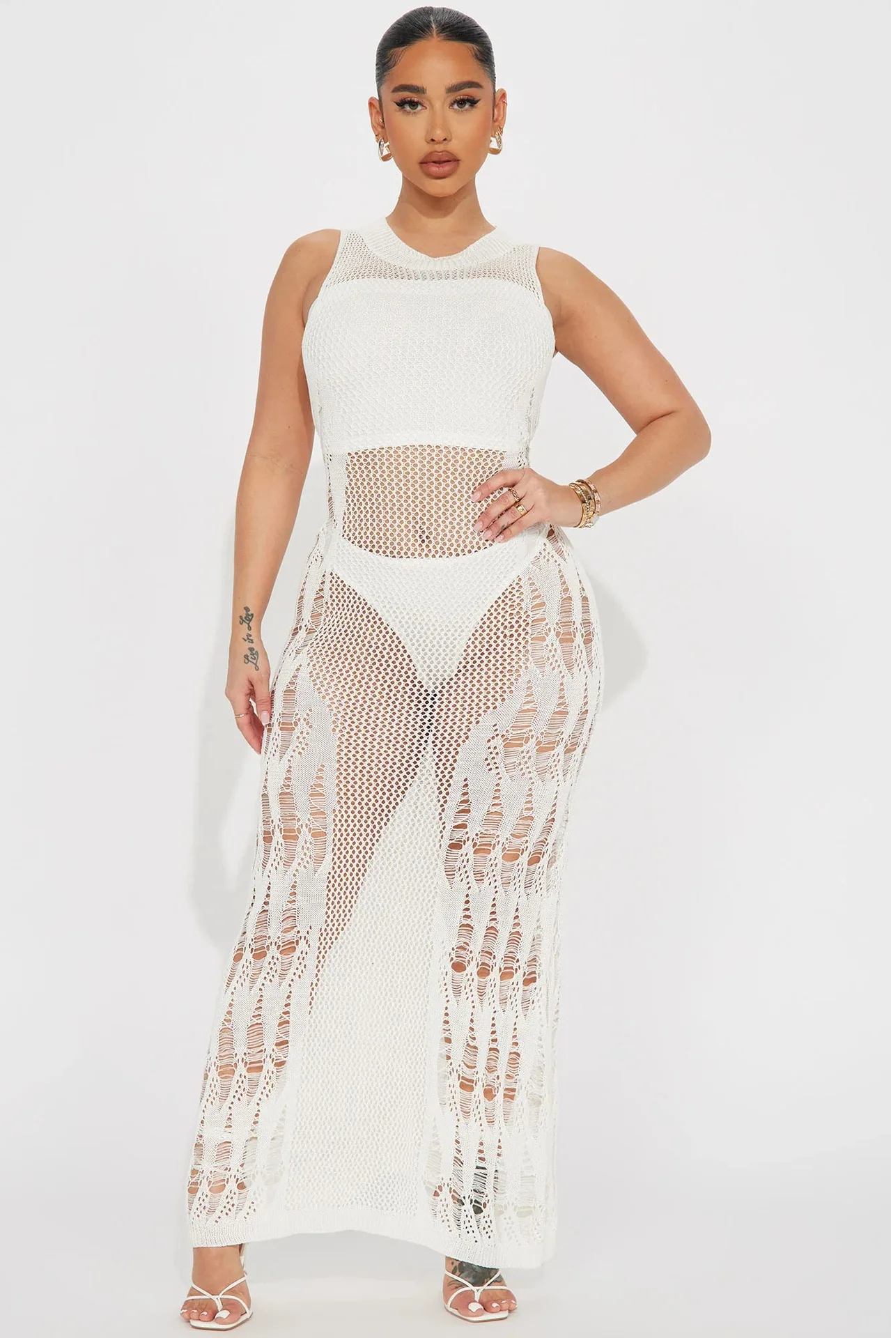 High Quality Women Crochet Knit Beach Wear Cover Up Swimwear Bikini Long Maxi Beach Dress Buy