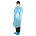 Blue Coat Blueyes SMS 40GSM L Blue Disposable Lab Coat With Knit Collar And Cuff