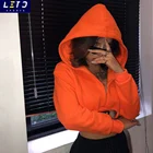 Hoodie Women Cropped Hoodie Woman Ladies Bag Belt Orange Short Hoodie Zipper Crop Hoodie Women